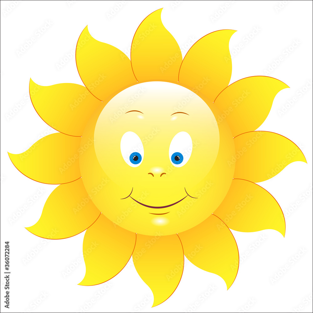 Cute Vector Illustration Of Happy Sunflower