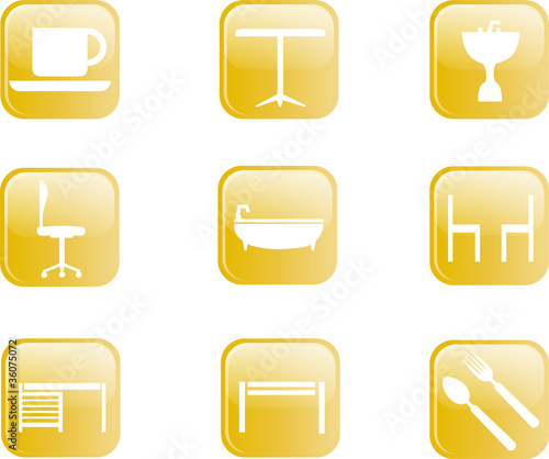 Möbel, Zeichen, Symbole, Design, Elements, Button
