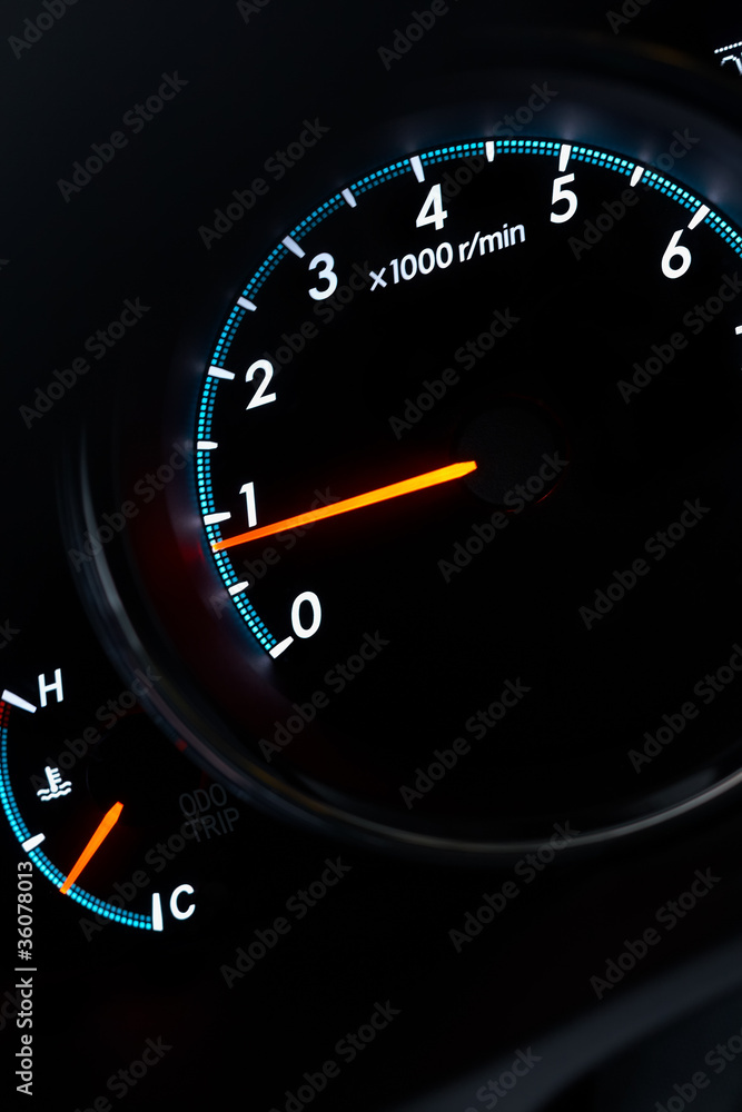 Fototapeta premium Close up velocity transducer on the dark background