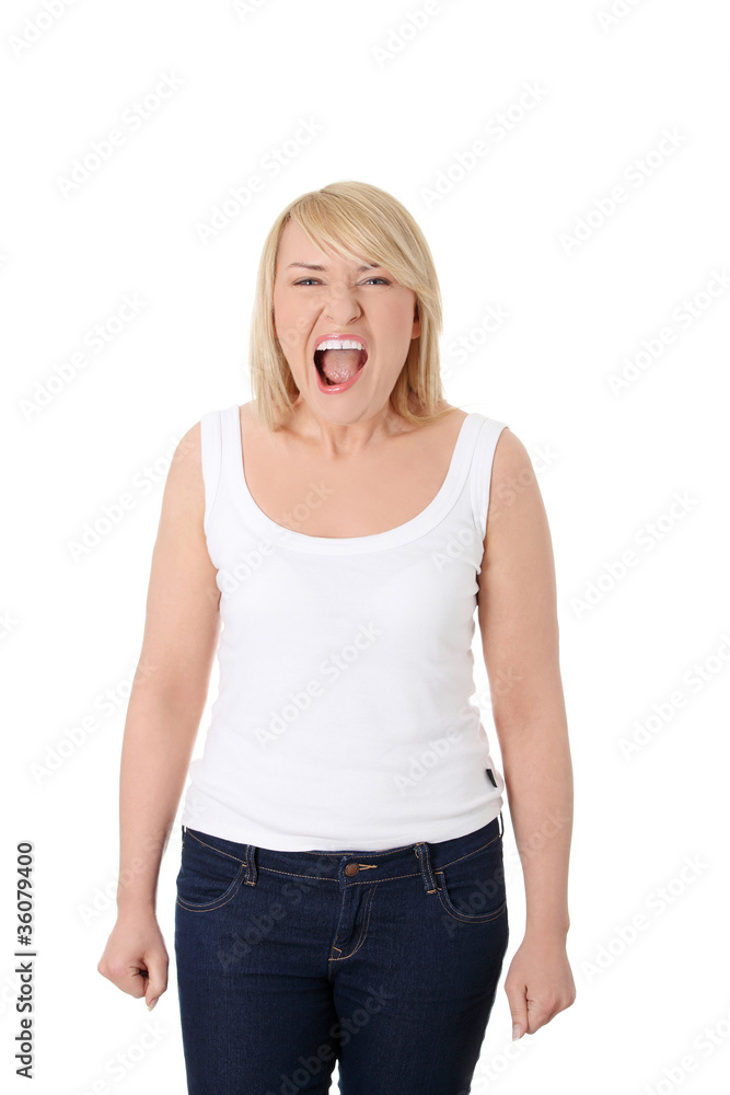 Fototapeta premium Pretty caucasian women screaming.