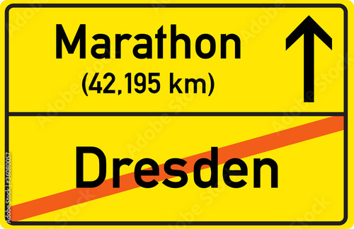 Schild Marathon Dresden