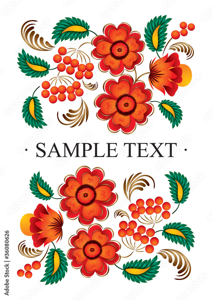 Naklejka premium Flower folk decor