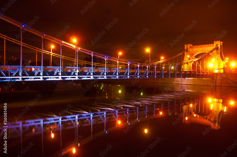Obraz premium City at night - Grunwaldzki bridge in Wroclaw