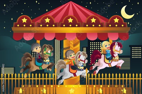 Children in amusement park