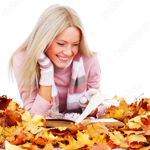 autumn woman read in studio