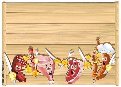 Carne Salumi Insaccati Salsiccia Sfondo-Meat Background-Vector