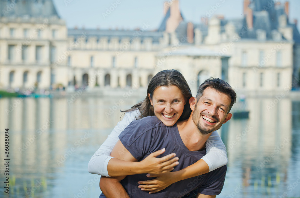 Young Couple Walking in Fontainebleau Young Couple Walking in Fontainebleau