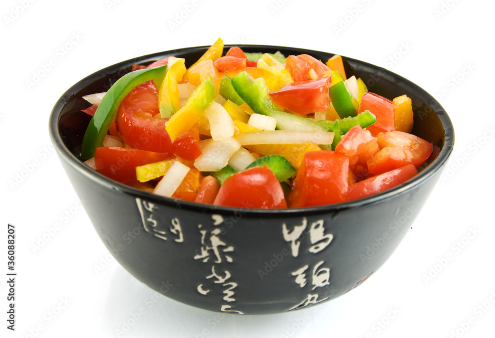 vegetable salad of paprika, tomato and onion vegetable salad of paprika, tomato and onion