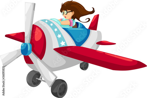 The woman pilot isolated vector illustration