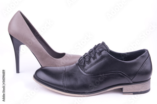 One male and one female shoe, isolated