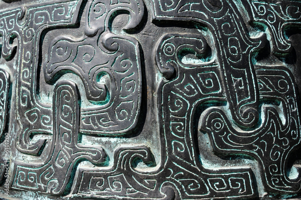 Fototapeten Xian Xian - Haarnadelmuster in Bronze #36101200