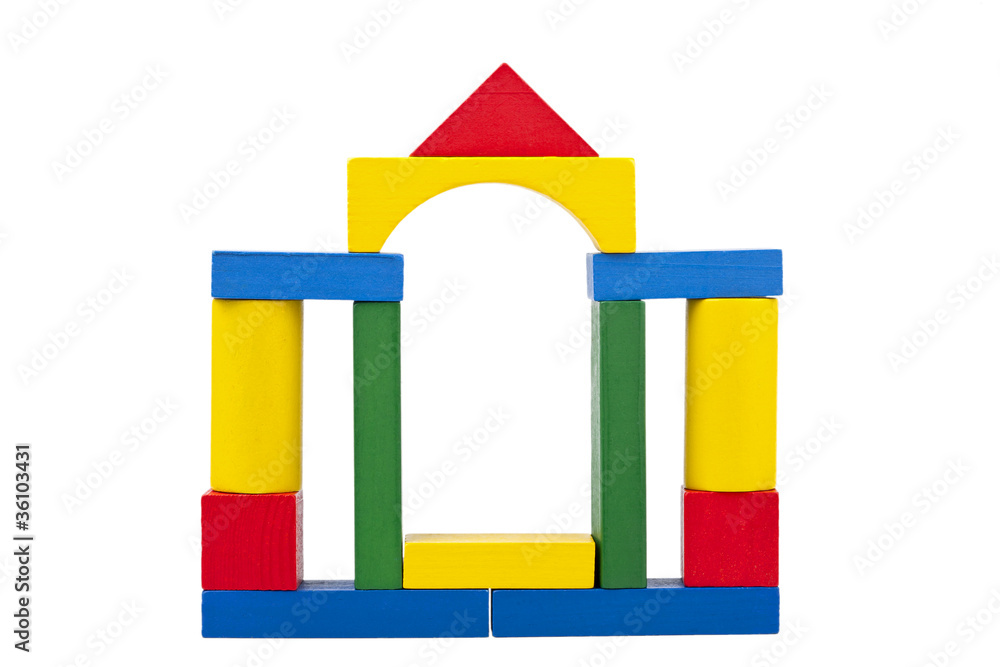 Castle made from wooden toy blocks