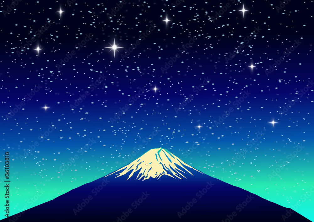 Fuji Mountain on Star Background Fuji Mountain on Star Background