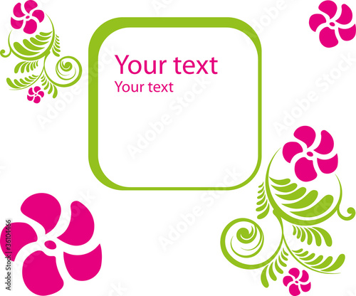 Grußkarte, Blumen, Blüten, Ranke, grün, pink