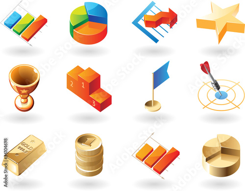 Isometric-style icons for business abstract