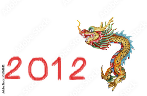 Chinese dragon statue and number 2012 © Suphatthra China