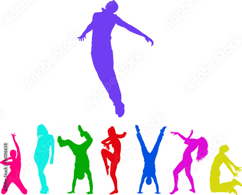 Dancing and jumping people silhouettes   Eps 8