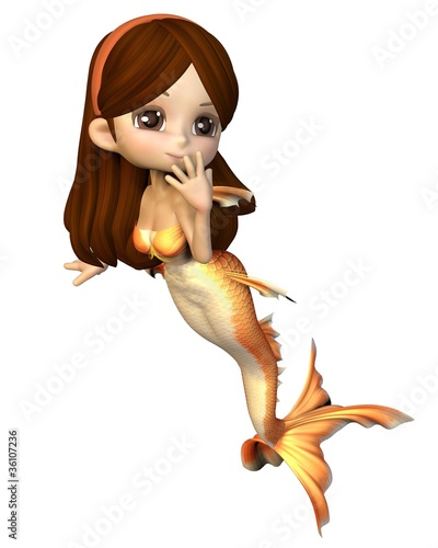 Cute Toon Goldfish Mermaid