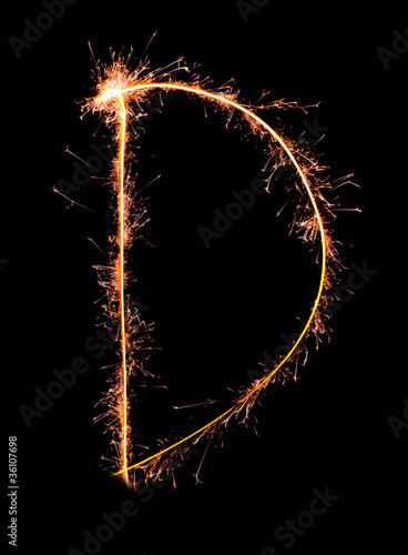 Letter D. Real sparkler alphabet