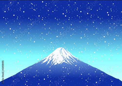 Fuji Mountain on Snow Background vector image