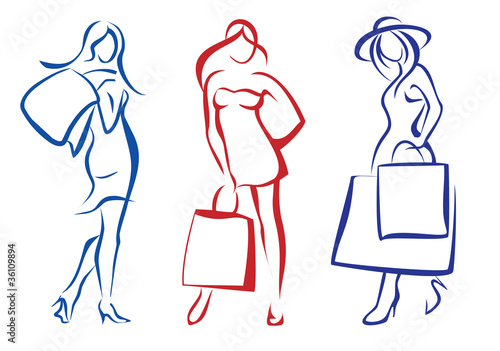 woman with shopping bag, collection