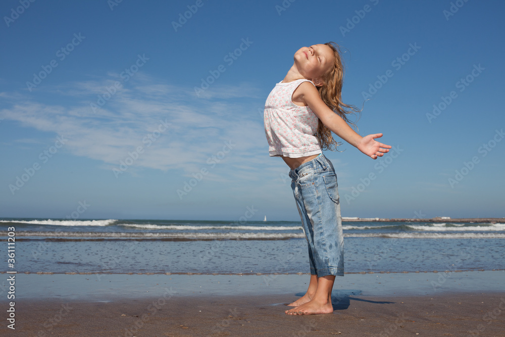beautiful little girl on the beach