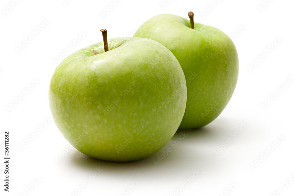 Green apples isolated on the white background