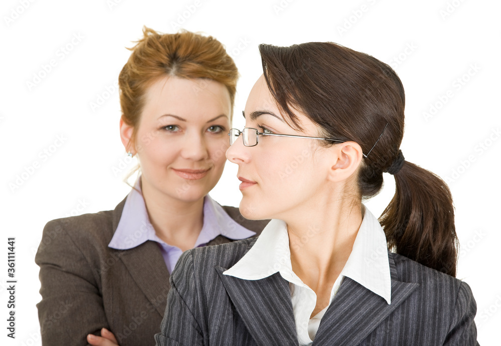 portrait of two women in office clothes portrait of two women in office clothes