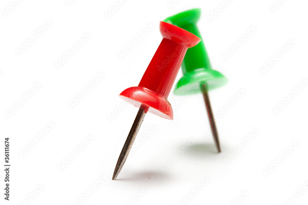 Push pins isolated on the white background Push pins isolated on the white background