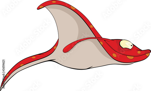 Batoidea. Coral fish. Cartoon