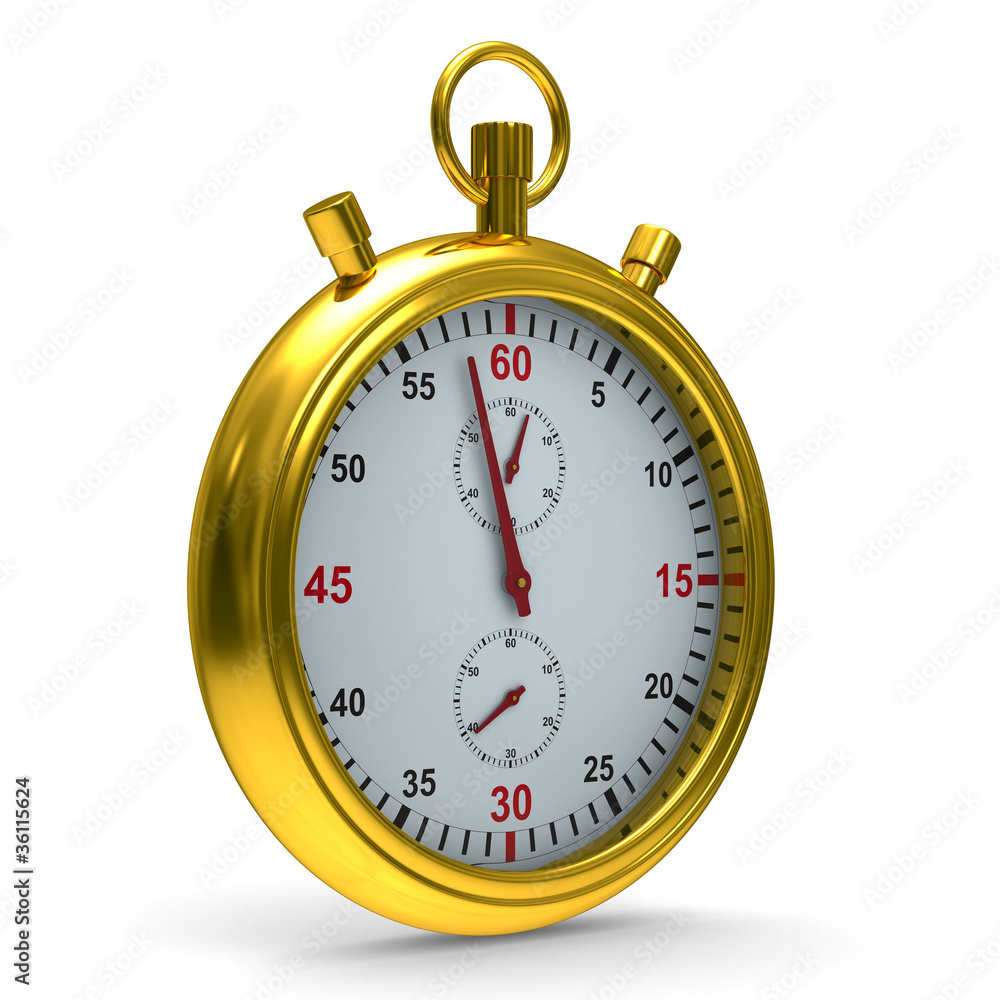 Stopwatch on white background. Isolated 3D image Stopwatch on white background. Isolated 3D image