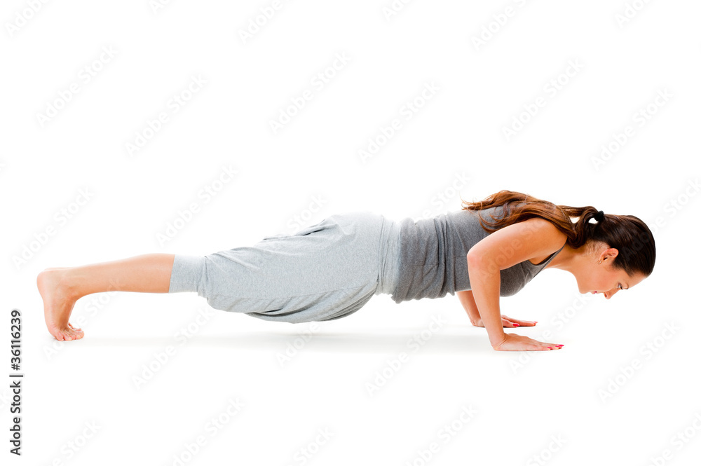 woman doing push-up exercise woman doing push-up exercise
