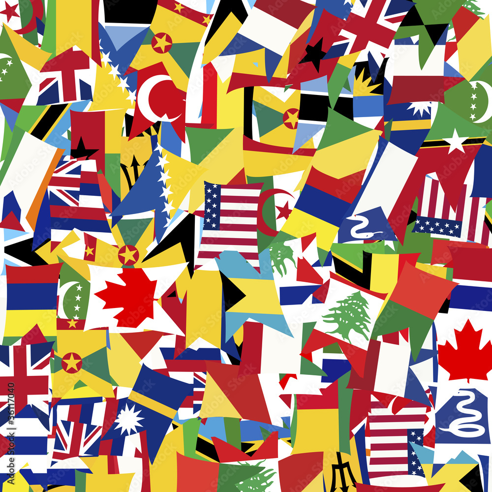 Obraz premium Seamless pattern with world's flags
