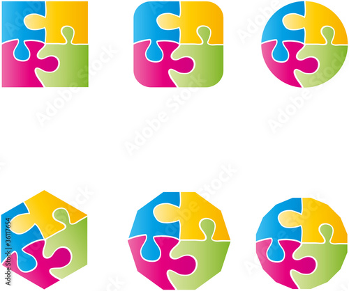 Puzzle, Logos, Zeichen, Symbole, Design, Elements