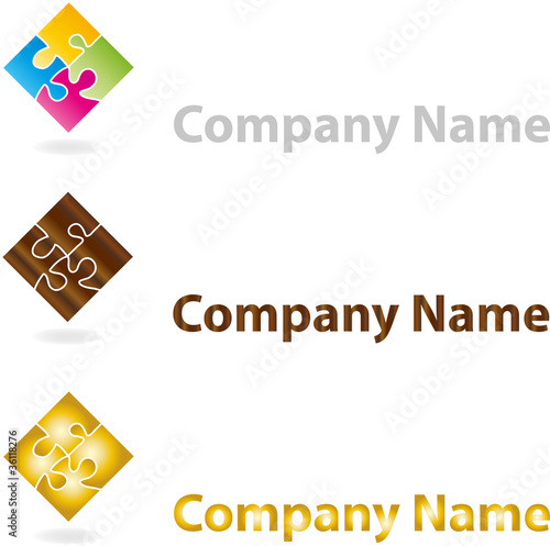 Puzzle, Logos, Zeichen, Symbole, Design, Elements