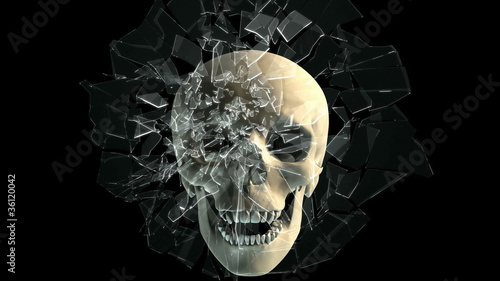 Skull breaking window photo