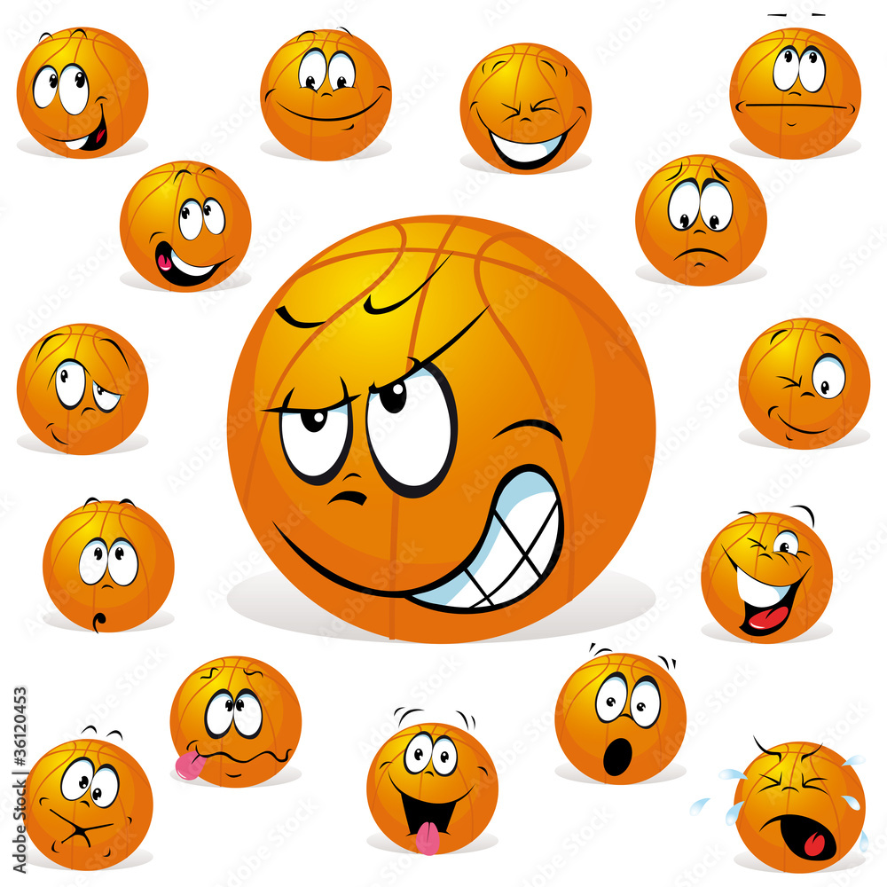 Naklejka premium basket ball with many expressions