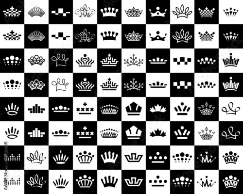 crown icons design set
