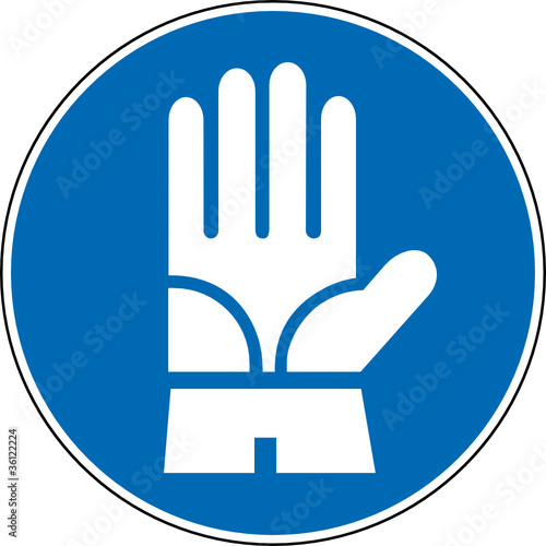 Gebotszeichen Schutzhandschuhe tragen Schild Zeichen
