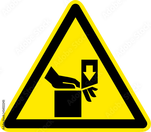 Warnschild Warnzeichen Handverletzung Schnittverletzung