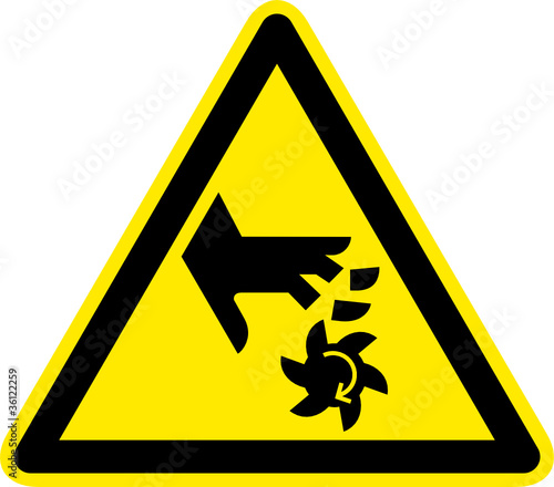 Warnschild Warnzeichen Handverletzung Schnittverletzung