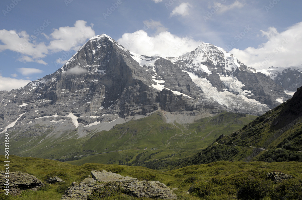 Jungfrau and Monch above Mannlichen footpath