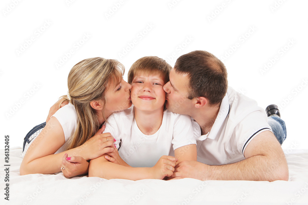 A young happy family of a father, a mother and a son A young happy family of a father, a mother and a son