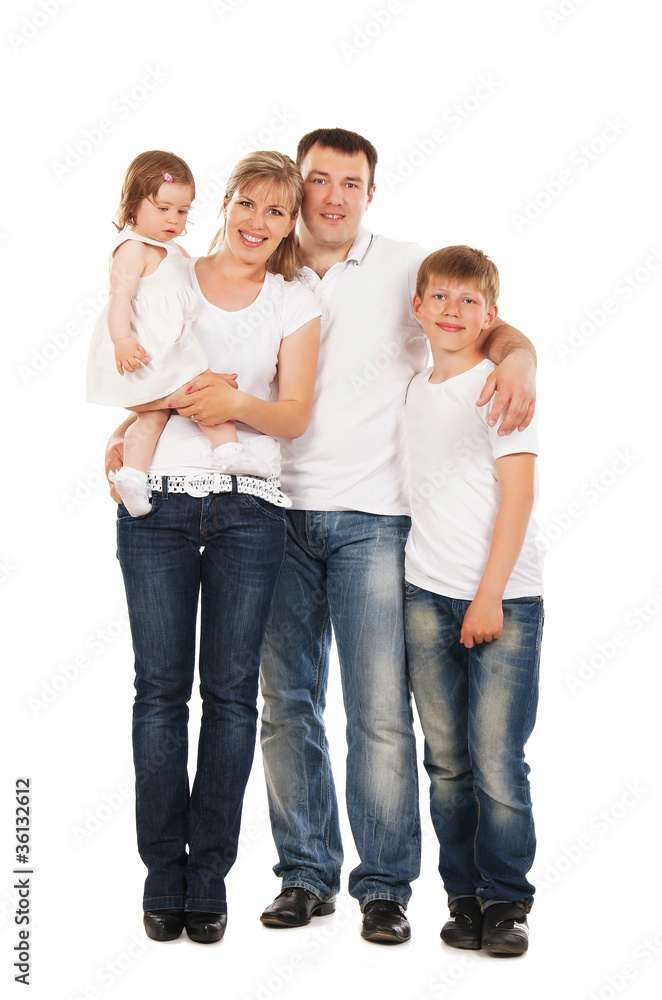 Happy family isolated over white background Happy family isolated over white background