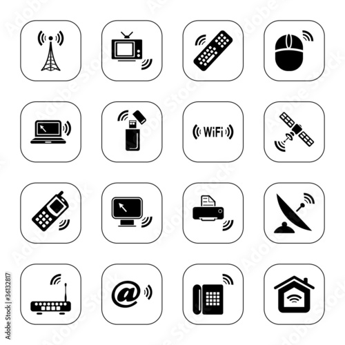 Wireless technology icons - BW series