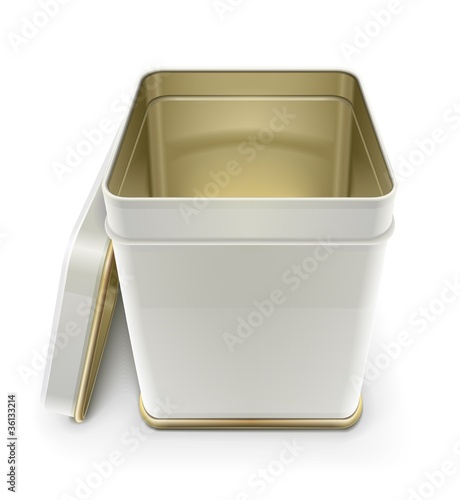 white tin box with lid