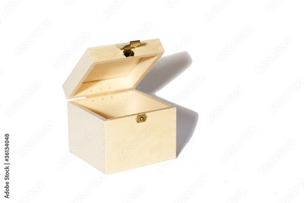 Small wooden box empty on white background Small wooden box empty on white background