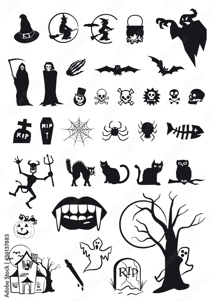 set di icone e simboli per Halloween set di icone e simboli per Halloween