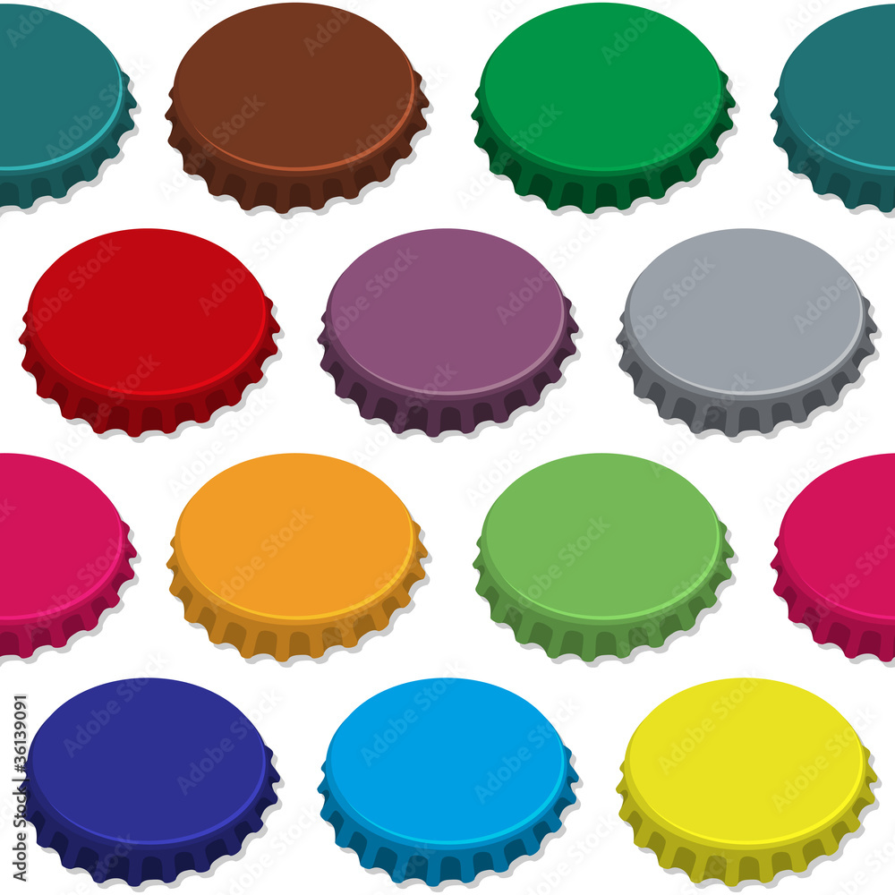 Bottle caps seamless background pattern. Vector. Bottle caps seamless background pattern. Vector.