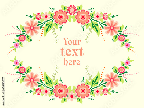 Colorful floral frame, decorative garland of flowers